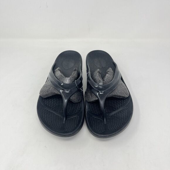 Oofos Oolala Recovery Thong Black Shiny Flip Flop Slipper Sandals Women's Size 9 - Picture 5 of 11